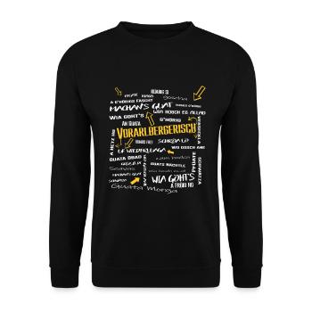 Vorarlbergerisch Ländle Dialekt Lustig Humor - Unisex Pullover - Schwarz - Vorne - Alina (178cm) & Michal (187cm)