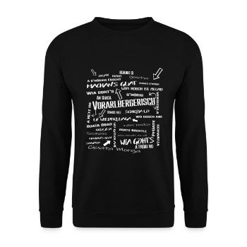 Vorarlbergerisch Ländle Dialekt Lustig Humor - Unisex Pullover - Schwarz - Vorne - Alina (178cm) & Michal (187cm)