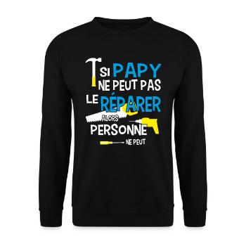 Papy bricoleur bricolage - Sweat-shirt Unisexe - noir - Devant - Alina (178cm) & Michal (187cm)