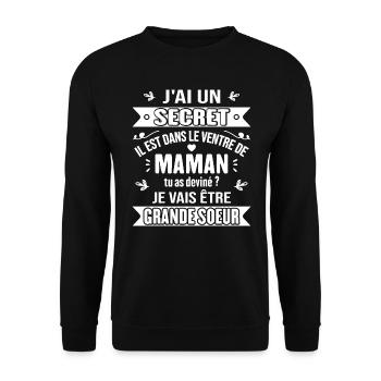 Enfant Annonce Grossesse Grande Sœur Fille Enfant - Sweat-shirt Unisexe - noir - Devant - Alina (178cm) & Michal (187cm)