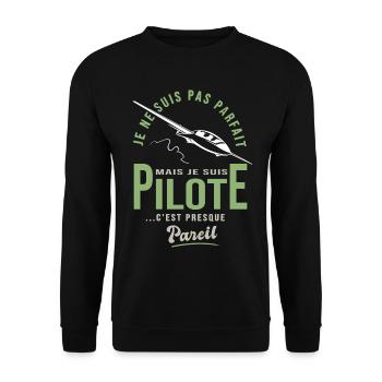 parfait pilote Planeur Cadeau humour avion - Sweat-shirt Unisexe - noir - Devant - Alina (178cm) & Michal (187cm)