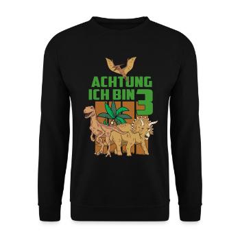 Achtung ich bin Drei - Unisex Pullover - Schwarz - Vorne - Alina (178cm) & Michal (187cm)