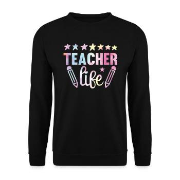 Zurück Zu Schulkrawatten-regenbogen Genießen - Unisex Pullover - Schwarz - Vorne - Alina (178cm) & Michal (187cm)