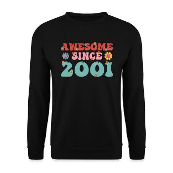 Brilliant since 2001 Groovy Birthday - Unisex Sweatshirt - black - Front - Alina (178cm) & Michal (187cm)