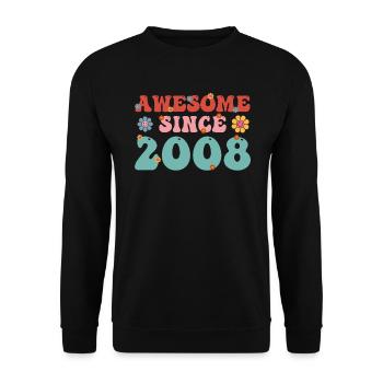 Great since 2008 Groovy Birthday - Unisex Sweatshirt - black - Front - Alina (178cm) & Michal (187cm)