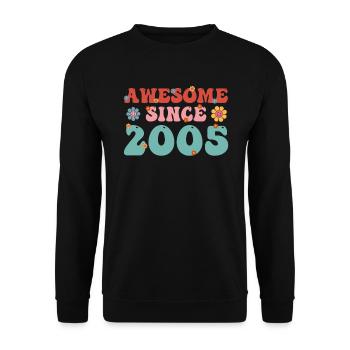Great since 2005 Groovy Birthday - Unisex Sweatshirt - black - Front - Alina (178cm) & Michal (187cm)