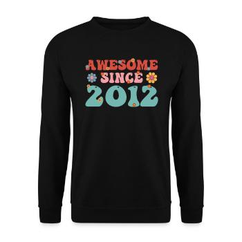 Fantastic since 2012 Groovy Birthday - Unisex Sweatshirt - black - Front - Alina (178cm) & Michal (187cm)