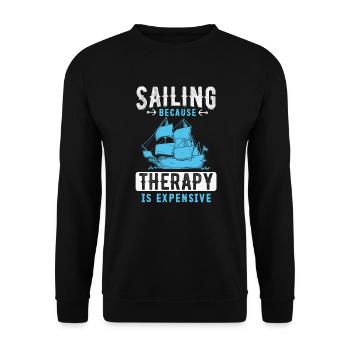 Sailing Because Therapy Is Expensive - Unisex Pullover - Schwarz - Vorne - Alina (178cm) & Michal (187cm)