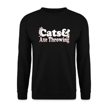 Chats mignons de Kawaii et hache jetant le chat des femmes et - Sweat-shirt Unisexe - noir - Devant - Alina (178cm) & Michal (187cm)