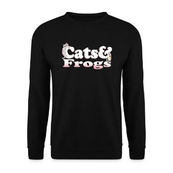 Cute Kawaii Cats And Frogs Women's Cat and Frogs - Unisex Pullover - Schwarz - Vorne - Alina (178cm) & Michal (187cm)