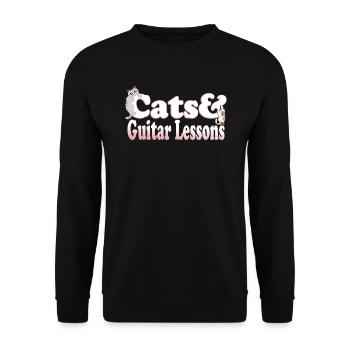 Cute Kawaii Cats And Guitar Lessons Women's Cat - Unisex Pullover - Schwarz - Vorne - Alina (178cm) & Michal (187cm)