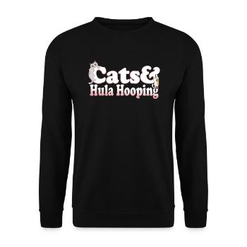 Cute Kawaii Cats And Hula Hooping Women's Cat and - Unisex Sweatshirt - black - Front - Alina (178cm) & Michal (187cm)