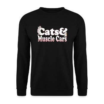 Cute Kawaii Cats And Muscle Cars Chat pour femme et - Sweat-shirt Unisexe - noir - Devant - Alina (178cm) & Michal (187cm)