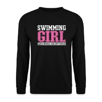 Womens Swimming Girl Like A Normal Girl But Cooler - Unisex Pullover - Schwarz - Vorne - Alina (178cm) & Michal (187cm)