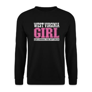Womens West Virginia Girl Like A Normal Girl But - Unisex Sweatshirt - black - Front - Alina (178cm) & Michal (187cm)