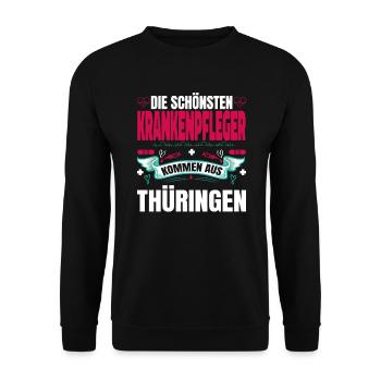 Die Schönsten Krankenpfleger Kommen Aus Thüringen - Unisex Pullover - Schwarz - Vorne - Alina (178cm) & Michal (187cm)