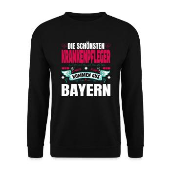 Die Schönsten Krankenpfleger Kommen Aus Bayern - Unisex Pullover - Schwarz - Vorne - Alina (178cm) & Michal (187cm)