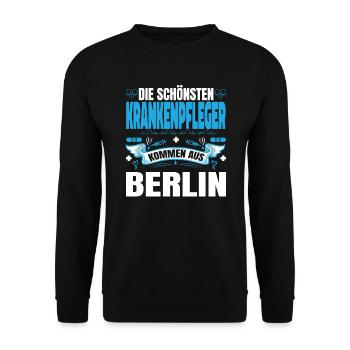 Die Schönsten Krankenpfleger Kommen Aus Berlin - Unisex Pullover - Schwarz - Vorne - Alina (178cm) & Michal (187cm)