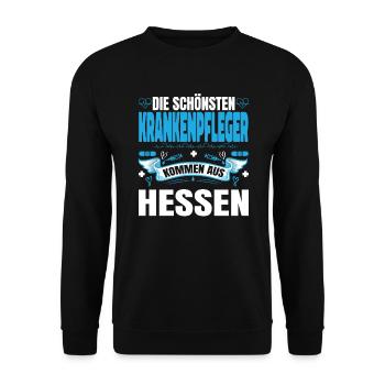 Die Schönsten Krankenpfleger Kommen Aus Hessen - Unisex Pullover - Schwarz - Vorne - Alina (178cm) & Michal (187cm)