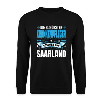 Die Schönsten Krankenpfleger Kommen Aus Saarland - Unisex Pullover - Schwarz - Vorne - Alina (178cm) & Michal (187cm)