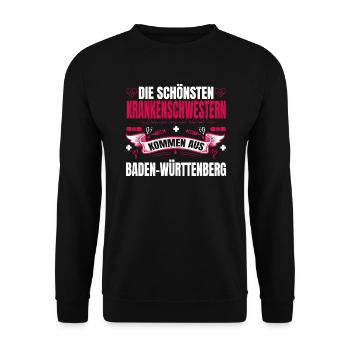 Die Schönsten Krankenschwestern Kommen Aus - Unisex Pullover - Schwarz - Vorne - Alina (178cm) & Michal (187cm)