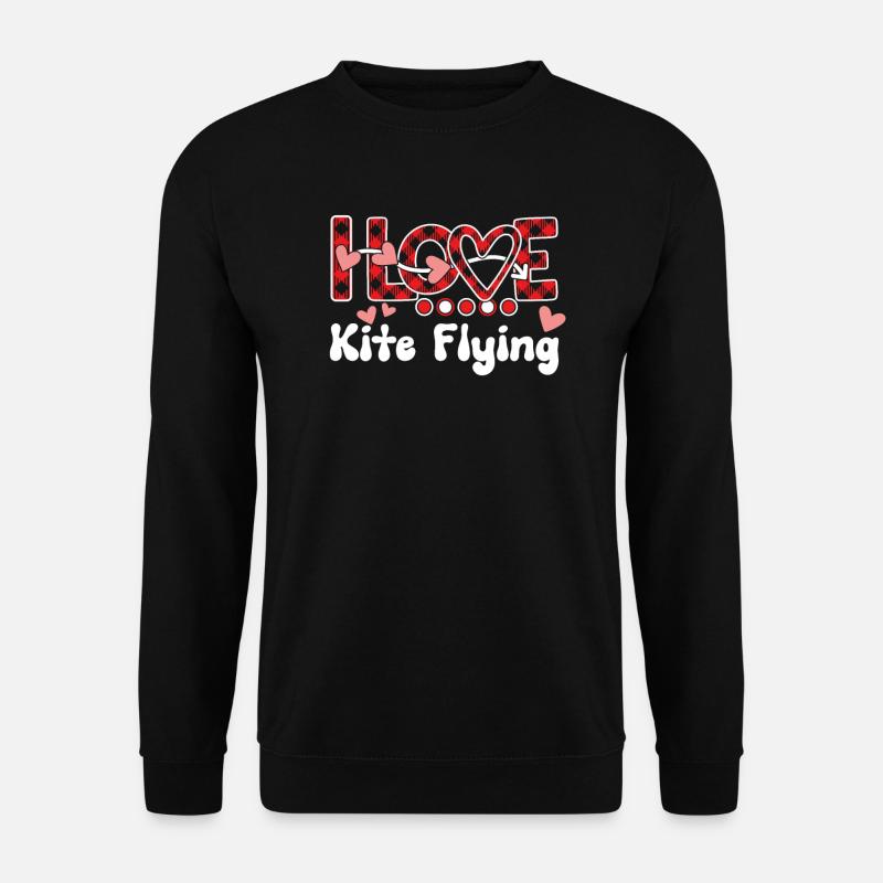 I Love Kite Flying Girls Kite Flying - Unisex Pullover - Schwarz