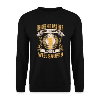 Reicht Mir Das Bier Horst Saufen Namen - Unisex Pullover - Schwarz - Vorne - Alina (178cm) & Michal (187cm)