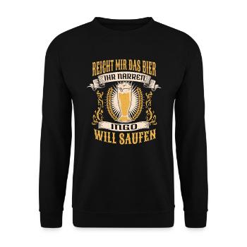 Reicht Mir Das Bier Ingo Saufen Namen - Unisex Pullover - Schwarz - Vorne - Alina (178cm) & Michal (187cm)