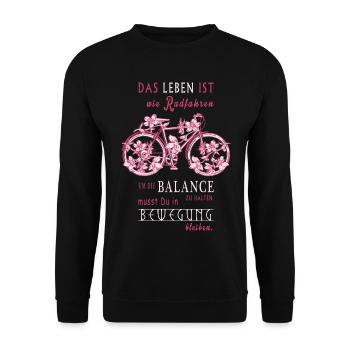 Das Leben ist wie Radfahren - Unisex Pullover - Schwarz - Vorne - Alina (178cm) & Michal (187cm)
