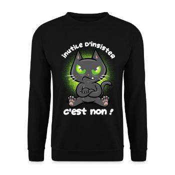 Chat têtu - Sweat-shirt Unisexe - noir - Devant - Alina (178cm) & Michal (187cm)