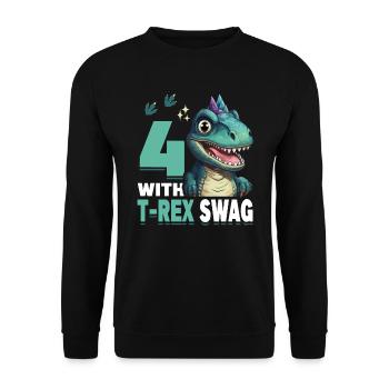 4th Year Roar Celebrate 4 With T-Rex Swag Dinosaur - Unisex Sweatshirt - black - Front - Alina (178cm) & Michal (187cm)