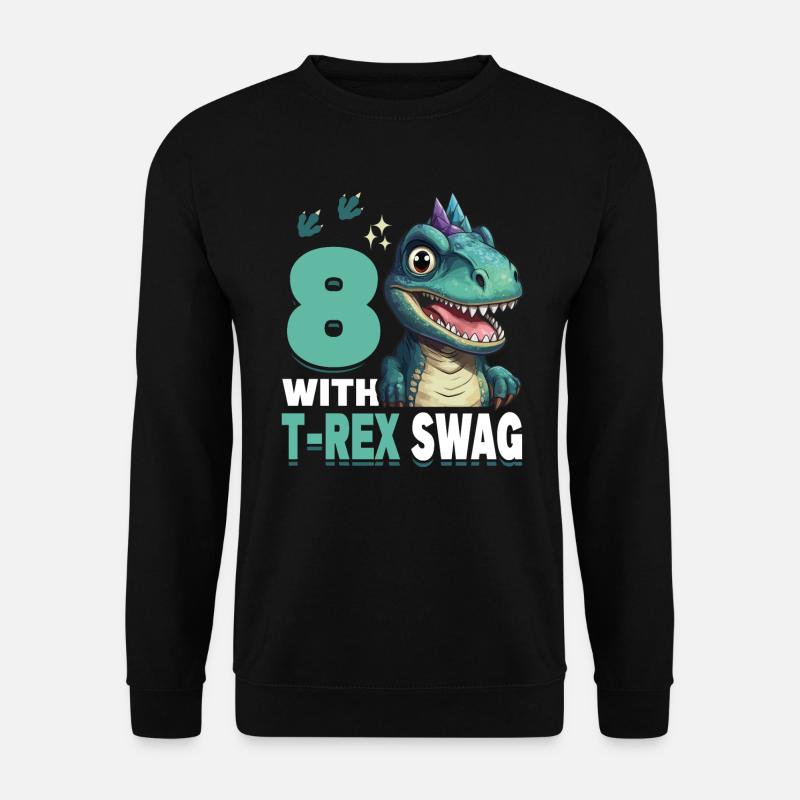 8th Year Roar Celebrate 8 With T-Rex Swag Dinosaur - Unisex Sweatshirt - black