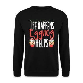 La vie se passe Le lait de poule aide les hommes femmes la crème glacée - Sweat-shirt Unisexe - noir - Devant - Alina (178cm) & Michal (187cm)
