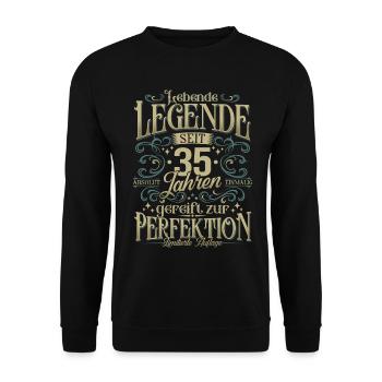 35 Geburtstag - Lebende Legende seit 35 Jahren - Unisex Pullover - Schwarz - Vorne - Alina (178cm) & Michal (187cm)