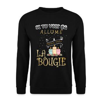 Si tu vois ça allume la bougie cadeau de Noël - Sweat-shirt Unisexe - noir - Devant - Alina (178cm) & Michal (187cm)