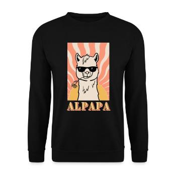 Alpapa - Alpaga rétro cool avec lunettes de soleil - Sweat-shirt Unisexe - noir - Devant - Alina (178cm) & Michal (187cm)