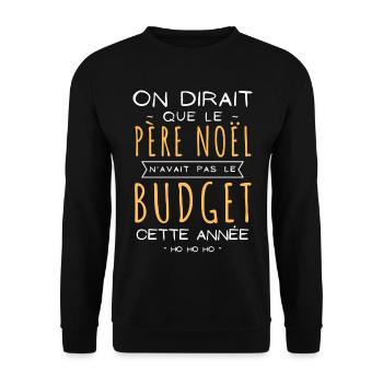 Père Noël avait pas le budget cette année - Cadeau - Sweat-shirt Unisexe - noir - Devant - Alina (178cm) & Michal (187cm)