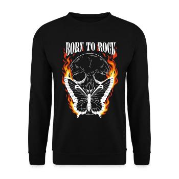 Born to Rock – Chemise en métal Crâne & Papillon - Sweat-shirt Unisexe - noir - Devant - Alina (178cm) & Michal (187cm)