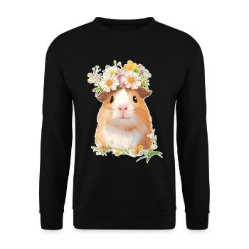 Guinea pig with flowers - Unisex Sweatshirt - black - Front - Alina (178cm) & Michal (187cm)