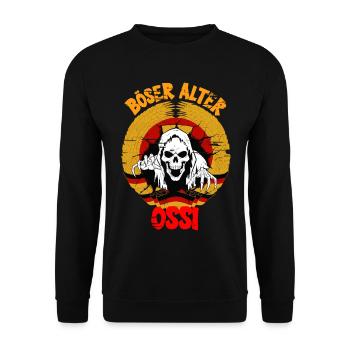 böser alter Ossi Ostdeutschland DDR - Unisex Pullover - Schwarz - Vorne - Alina (178cm) & Michal (187cm)