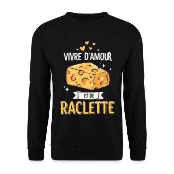 Live On Love And Raclette Funny Gift - Unisex Sweatshirt - black - Front - Alina (178cm) & Michal (187cm)