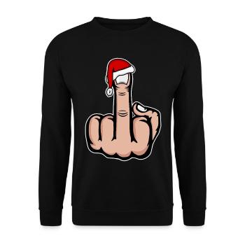 Christmas Middle Finger with Santa Hat - Unisex Sweatshirt - black - Front - Alina (178cm) & Michal (187cm)