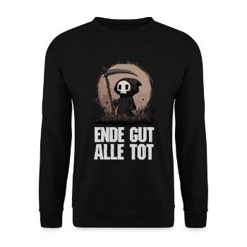 Tout est mort – Humour de la faucheuse - Sweat-shirt Unisexe - noir - Devant - Alina (178cm) & Michal (187cm)