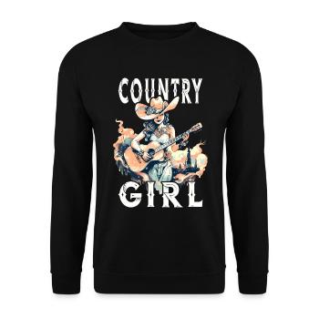 Country Music Girl Guitar Western USA Vintage - Unisex Sweatshirt - black - Front - Alina (178cm) & Michal (187cm)