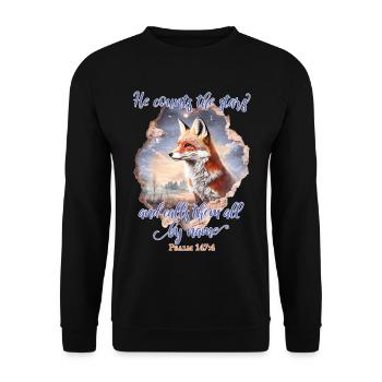 Fox Bible Verse Christian - Unisex Sweatshirt - black - Front - Alina (178cm) & Michal (187cm)