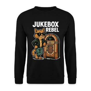 Rockabilly Jukebox Cool Cat Rebel Retro Gift - Unisex Sweatshirt - black - Front - Alina (178cm) & Michal (187cm)