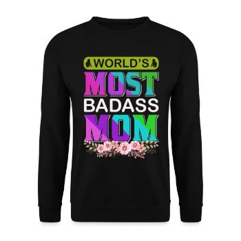 World's Badass Mom – Mutiges, florales Muttertagsgeschenk - Unisex Pullover - Schwarz - Vorne - Alina (178cm) & Michal (187cm)