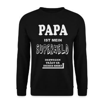 Papa Superheld Vatertag - Unisex Pullover - Schwarz - Vorne - Alina (178cm) & Michal (187cm)