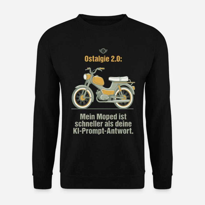 Ostalgie Moped. KI Prompt Spruch - Unisex Pullover - Schwarz
