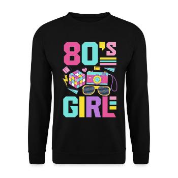 Retro Back to the 80s Vintage Design - Unisex Sweatshirt - black - Front - Alina (178cm) & Michal (187cm)